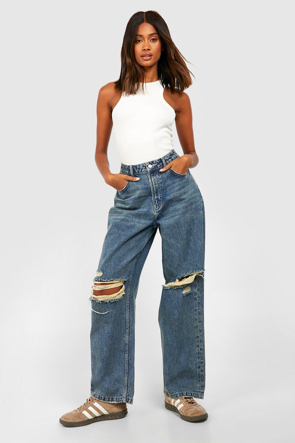 Big ripped knee store jeans